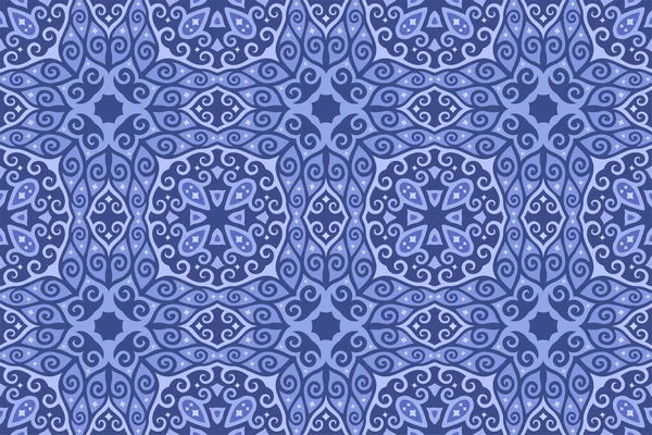 Schöne Blaue Hintergrund Mit Nahtlosen Abstrakten Östlichen Muster — Stockvektor