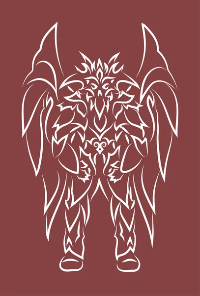 Красивая Нарисованная Вручную Племенная Иллюстрация Злым Демоническим Силуэтом Красном Фоне — стоковый вектор
