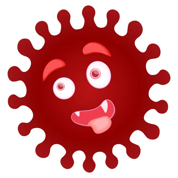 Hermosa Ilustración Dibujos Animados Con Divertido Virus Corona Roja Sangrienta — Vector de stock