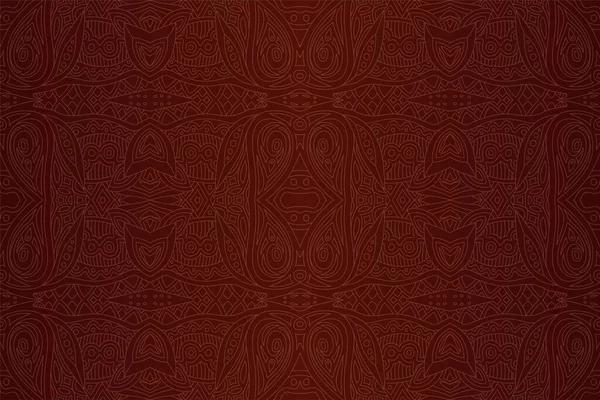 ブラウンの背景にシームレスな抽象的な線形パターンを持つ美しいイラスト — ストックベクタ