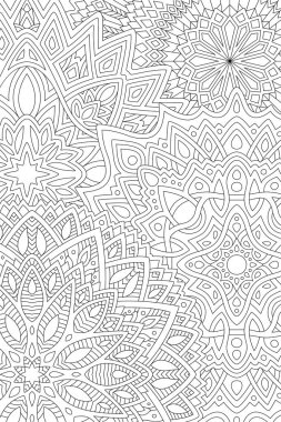 Yetişkin boyama kitabı sayfası için güzel siyah ve beyaz resimleme dikdörtgen doğrusal soyut doğu desenli