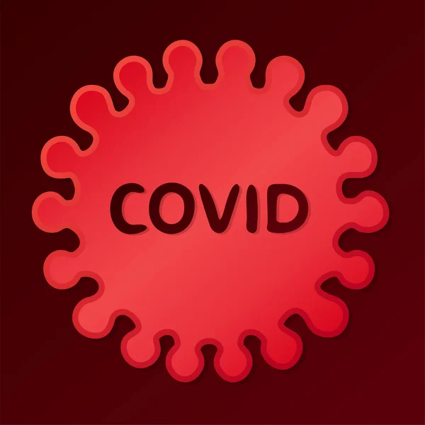 Hermosa Ilustración Colorida Con Silueta Coronavirus Rojo Texto Covid Sobre — Vector de stock