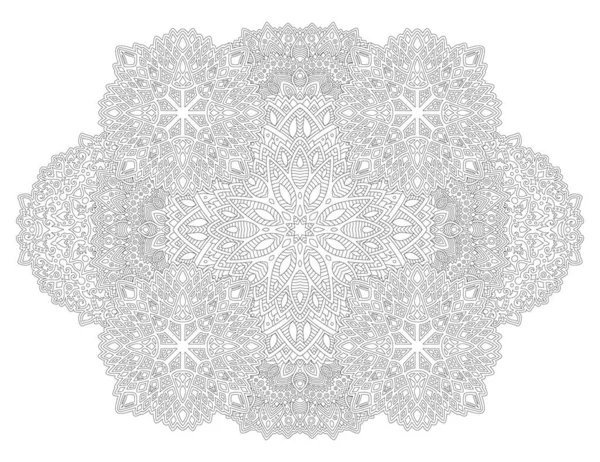 Beautiful Monochrome Linear Illustration Adult Coloring Book Page Abstract Pattern — Stock Vector