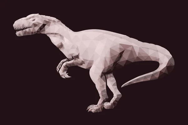 Krásná Nízká Poly Ilustrace Stylizované Růžové Dinosaurus Silueta Tmavém Pozadí — Stockový vektor