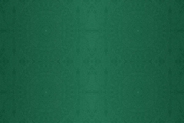 Όμορφη Απεικόνιση Αφηρημένη Ανατολική Αδιάλειπτη Γραμμική Μοτίβο Στο Πράσινο Φόντο — Διανυσματικό Αρχείο