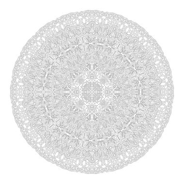 Beyaz arkaplanda izole edilmiş doğrusal çiçek desenli yetişkin boyama kitabı sayfası için güzel tek renkli illüstrasyon