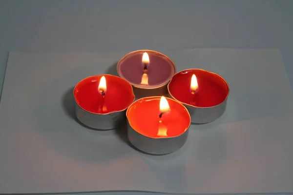 Beautiful Candle Burns Quietly — Stock Photo, Image