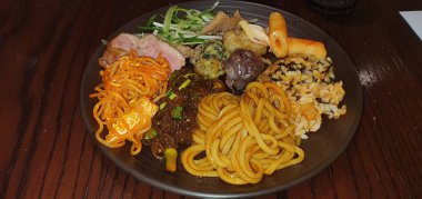 a variety of delicious buffet dishes