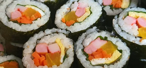 Pyszne Koreański Tradycyjne Jedzenie Gimbap — Zdjęcie stockowe