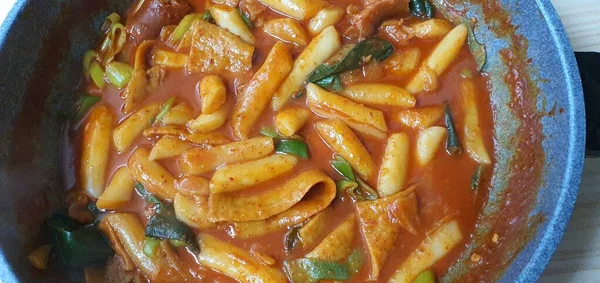 Mâncare Picantă Dulce Red Tteokbokki — Fotografie, imagine de stoc