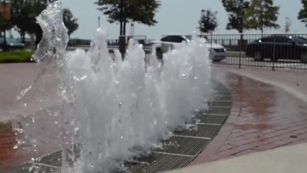 Fontein in een stadspark — Stockvideo