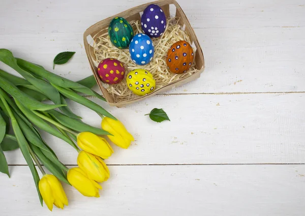 Easter eggs. Happy easter card. Multi-colored Easter eggs. Easte