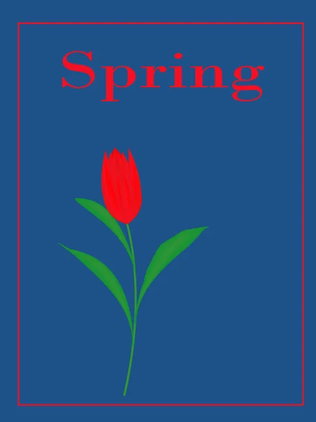 Paesaggio Fiorito Primaverile Primavera Fioritura Fiori Primaverili Sullo Sfondo Blu — Foto Stock
