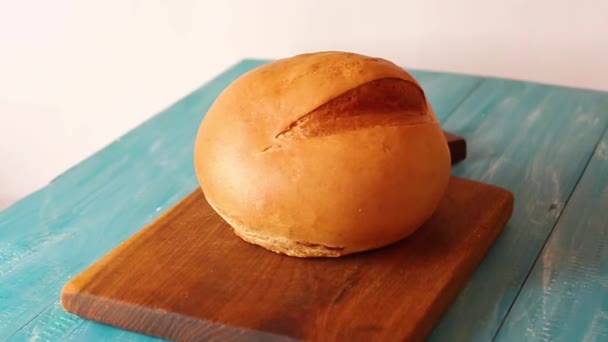 Põe Pão Mesa Baker Produtos Padaria — Vídeo de Stock