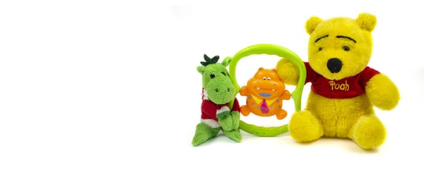 Toys Isolated White Space Bear Baby Dragon Rattle Kids Toys — Stock Photo, Image