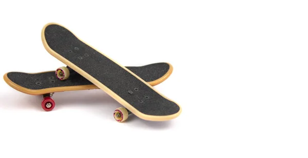 Skateboard Twee Skate Boards Een Witte Geïsoleerde Achtergrond Een Spandoek — Stockfoto