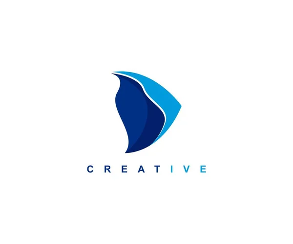 Abstraktní Umělecký Styl Kreativní Modrý Tvar Šipka Logo Design — Stockový vektor
