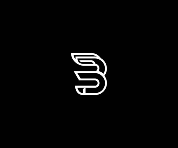 Numer Liniowy Odważny Kształt Twórczy Nowoczesny Stylowy Logotyp — Wektor stockowy