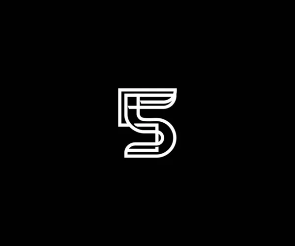 Número Linear Forma Ousada Criativo Moderno Logotipo Elegante — Vetor de Stock