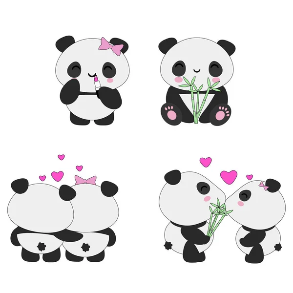 Kawaii panda seti — Stok Vektör