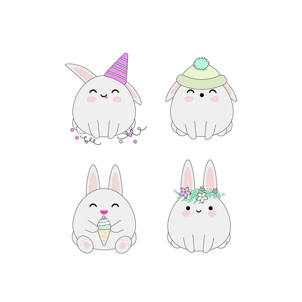 Ensemble de lapins Kawaii — Image vectorielle