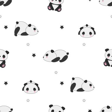 Sleeping panda pattern clipart