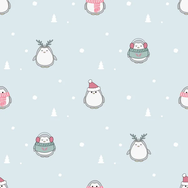 Χριστούγεννα μοτίβο πιγκουίνος — Διανυσματικό Αρχείο