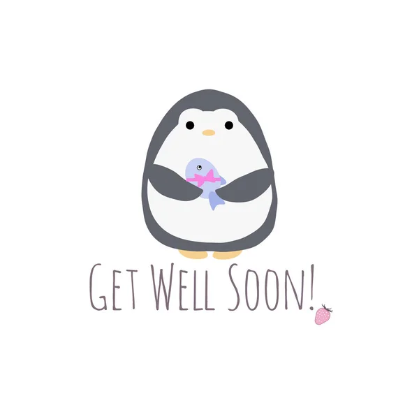 Get well soon penguin — Stock Vector