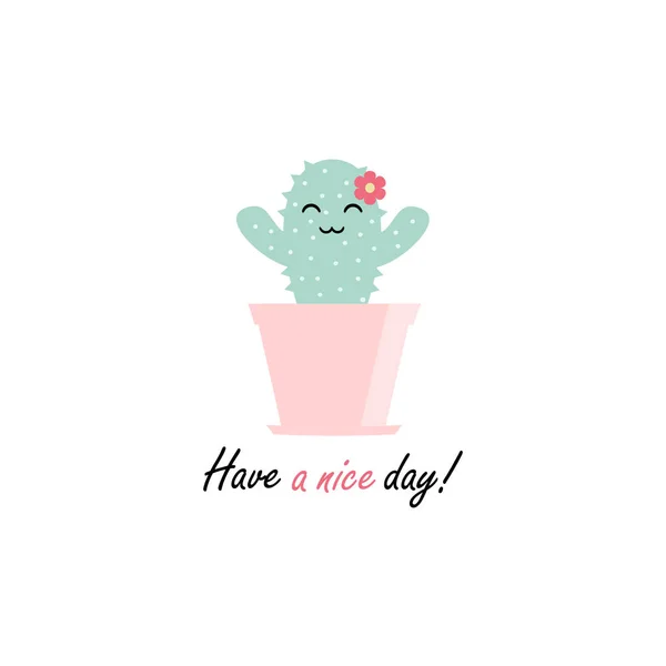 Cactus greeting card have a nice day — Stock Vector