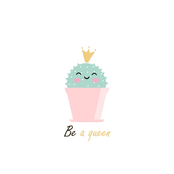 Cactus niña ilustración ser una reina — Vector de stock