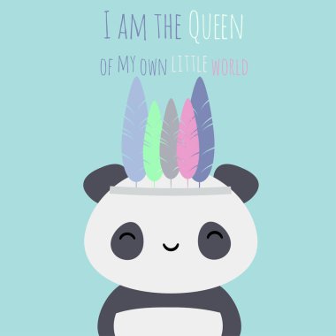 Vektör kawaii Asya ayı panda illüstrasyon tebrik kartı