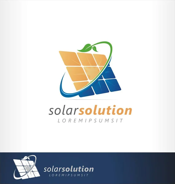 Ontwerp Zonne Energie Logo Teken Symbool Icoon Voor Schone Vriendelijke Stockvector