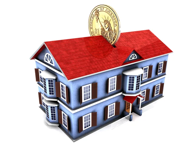 Money box house with dollar — Stock Photo, Image