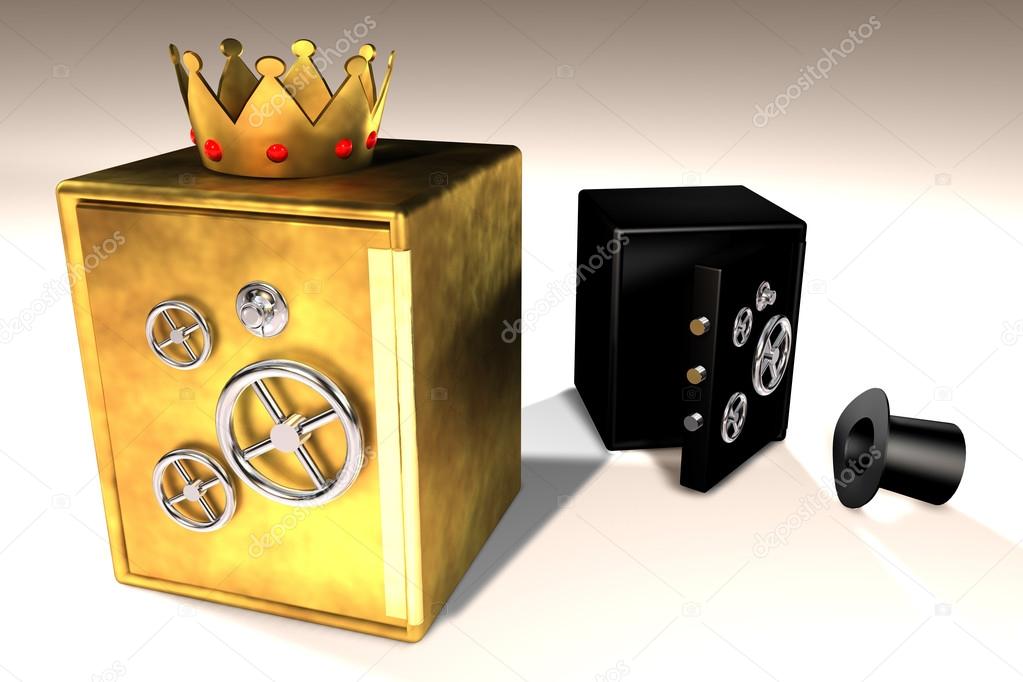 Golden and black safes