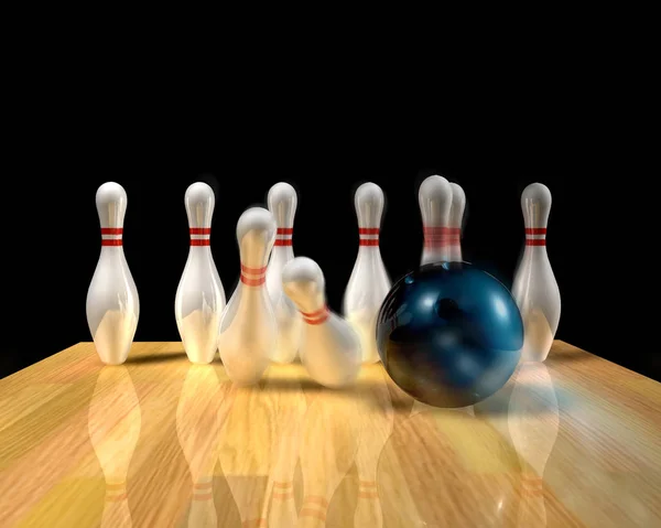 Bowling Pins pada latar belakang hitam — Stok Foto