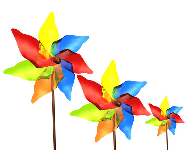 3d иллюстрация цветной игрушки ветряной мельницы
