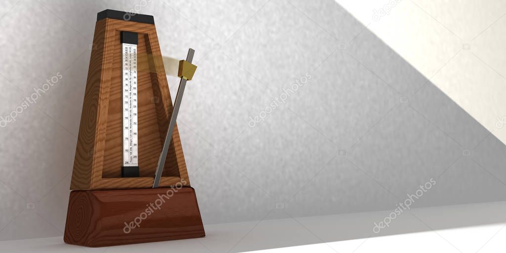 Wooden metronome with pendulum in motion