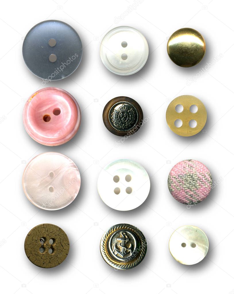 Buttons series on white background