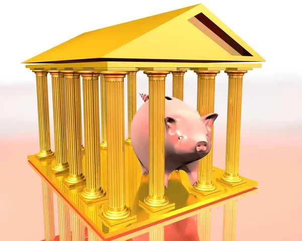 3d illustration of Golden temple and piggy-bank — Stock Photo, Image