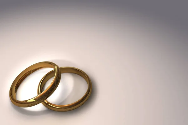3d illustration of two wedding rings — Stock Photo, Image