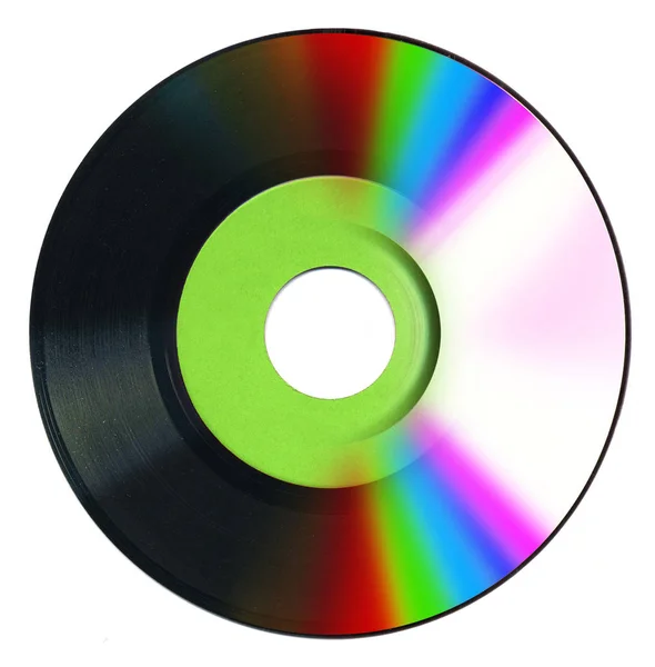 黑胶唱片和 cd — 图库照片
