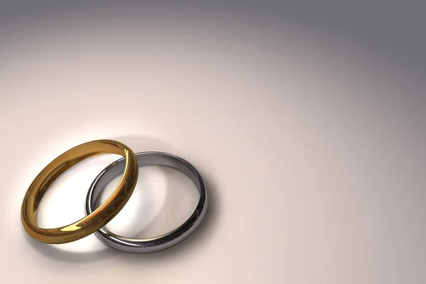 3d illustration of wedding rings — Stock Photo, Image