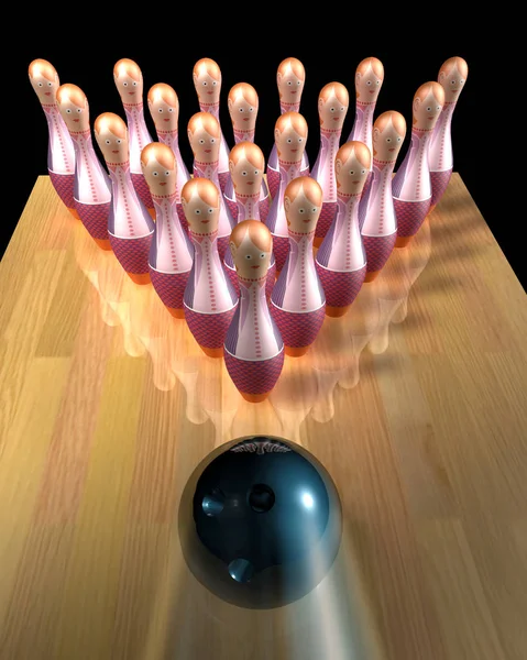 3d illustration of Bowling "women" pins — Stock Photo, Image