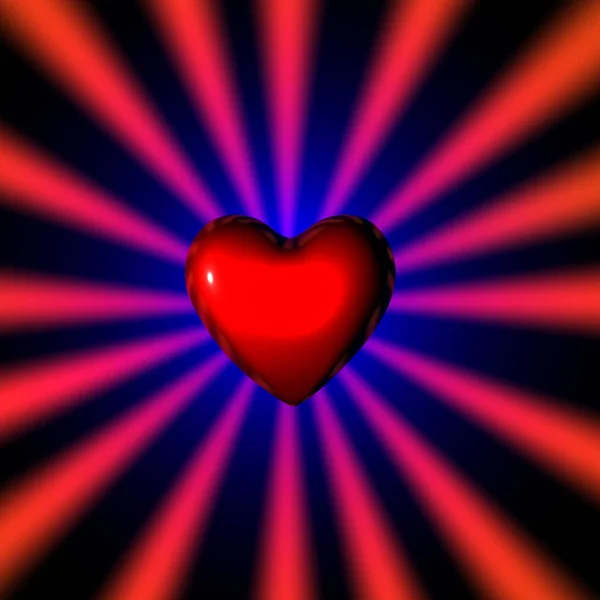 ภาพ 3 มิติของหัวใจส่องแสง — ภาพถ่ายสต็อก