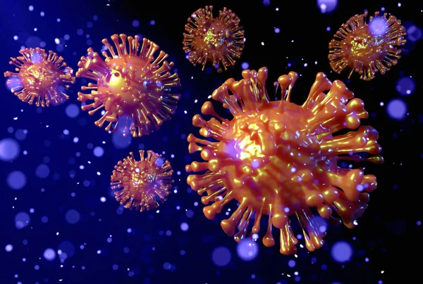 Ilustração Renderização Coronavirus Fundo Escuro — Fotografia de Stock