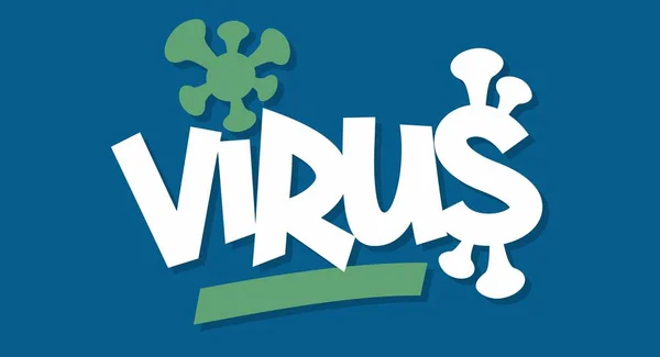 Virus Schizzato Mano Tipografia Vettoriale Logotipo — Vettoriale Stock