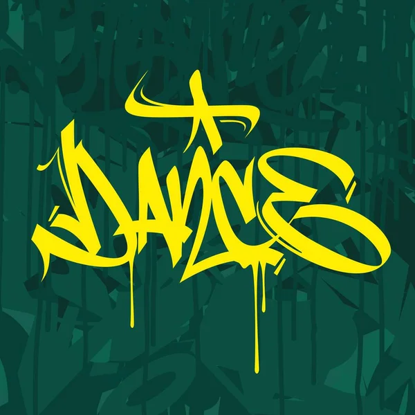 Dance Graffiti Font Lettering Dark Green Tło — Wektor stockowy