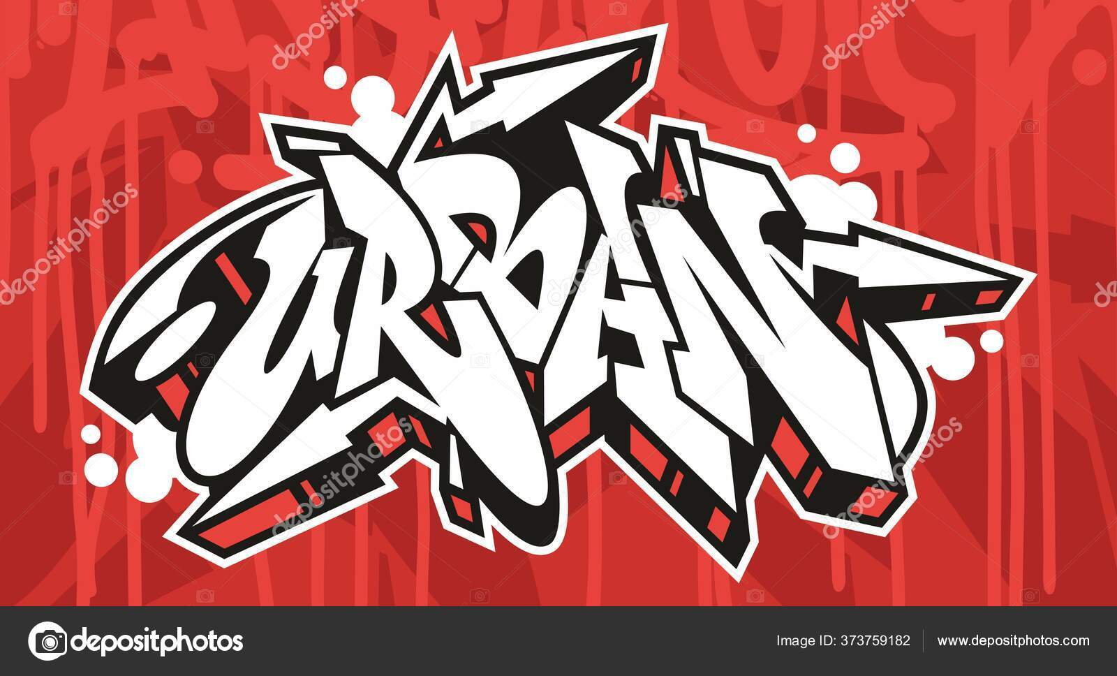 Letras de fuente de graffiti urbano abstracto con un fondo rojo Vector de  stock por ©slamone@tut.by 373759182, image size:1600x968