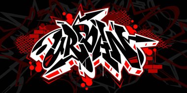 Hiphop Graffiti Stili Sözcük Kentsel Vektör Tipografi Çizimi