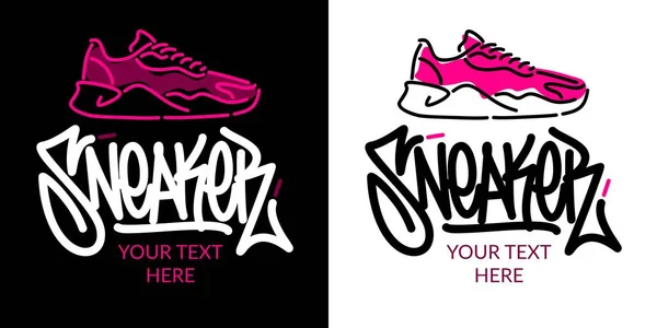 Soyut El Yazılı Graffiti Tarzı Kelime Sneaker Vektör Çizimi. Logotype Olarak Tipografi Çizimi